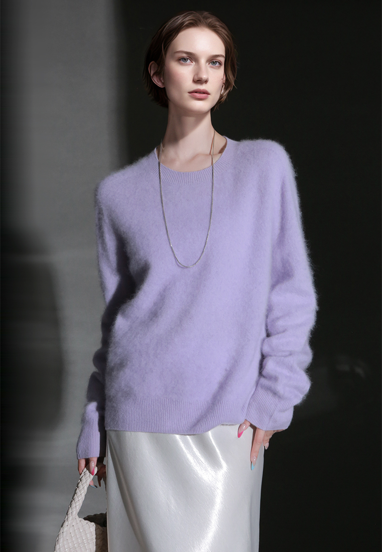 Fall/Winter European and American Style Cashmere Round Neck Knitted Sweater CA25110309BL