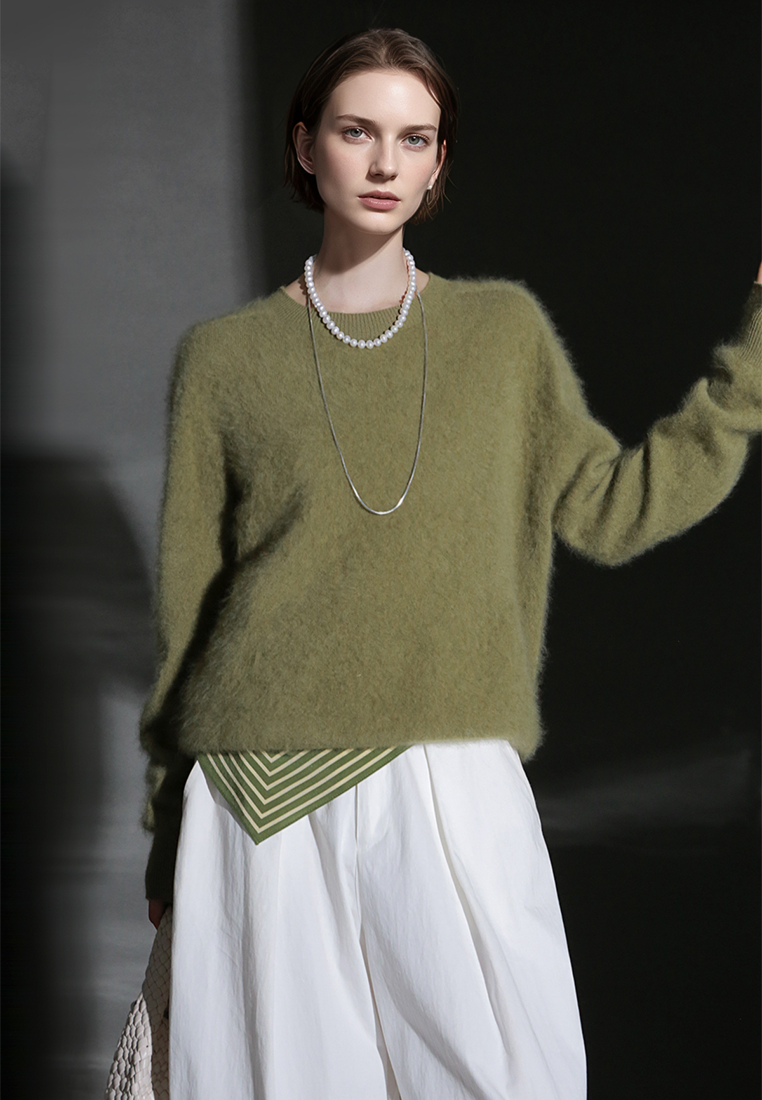 Fall/Winter European and American Style Cashmere Round Neck Knitted Sweater CA25110309BL