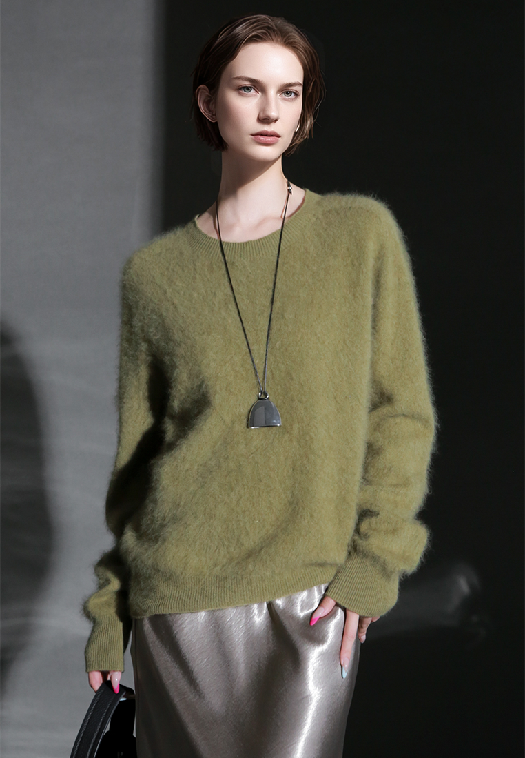Fall/Winter European and American Style Cashmere Round Neck Knitted Sweater CA25110309BL