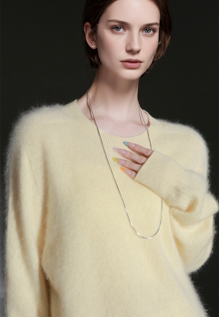 Fall/Winter European and American Style Cashmere Round Neck Knitted Sweater CA25110309BL