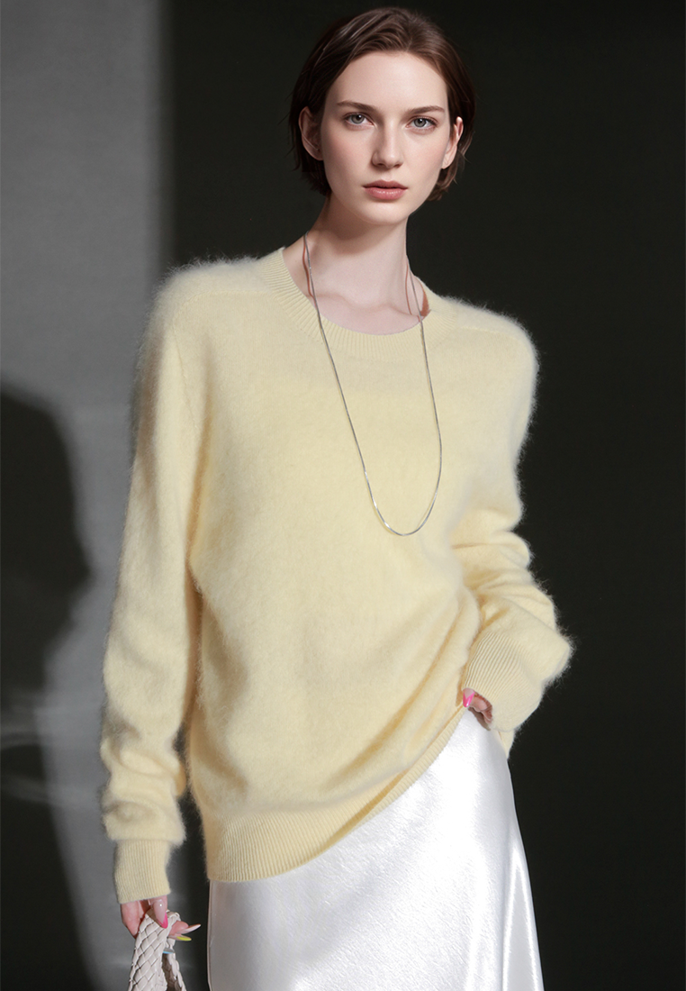 Fall/Winter European and American Style Cashmere Round Neck Knitted Sweater CA25110309BL
