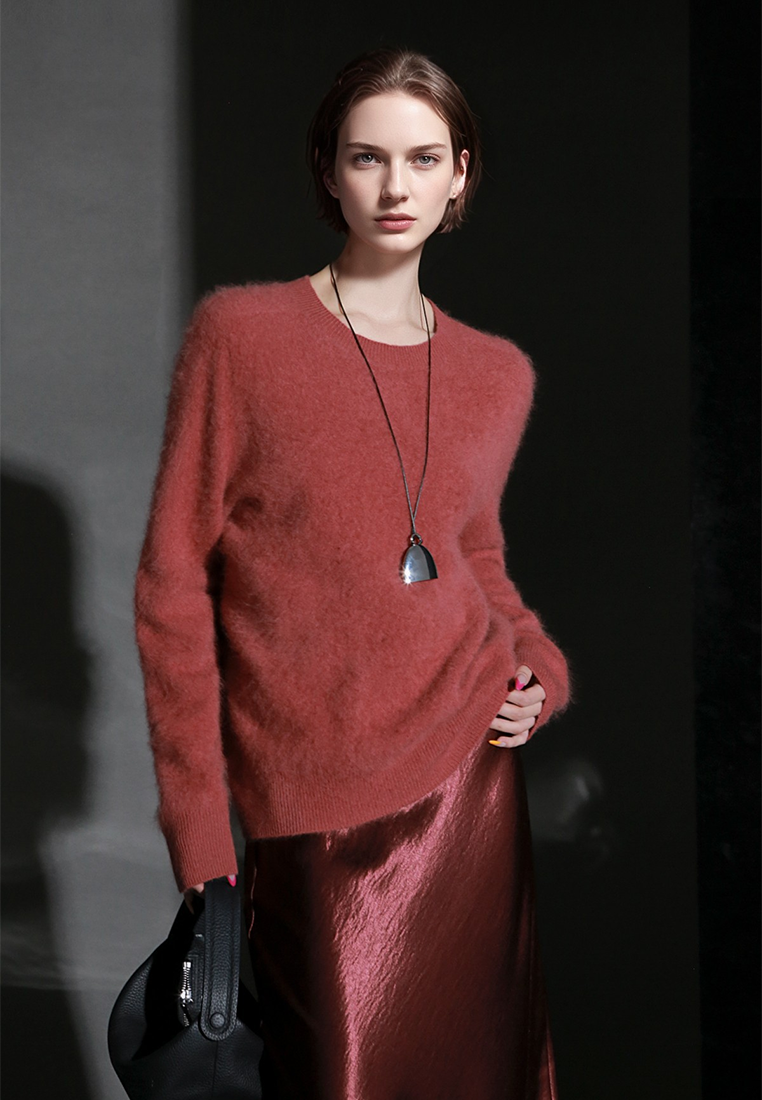 Fall/Winter European and American Style Cashmere Round Neck Knitted Sweater CA25110309BL