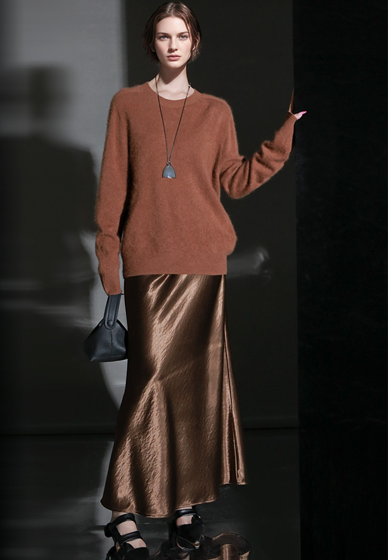 Fall/Winter European and American Style Cashmere Round Neck Knitted Sweater CA25110309BL