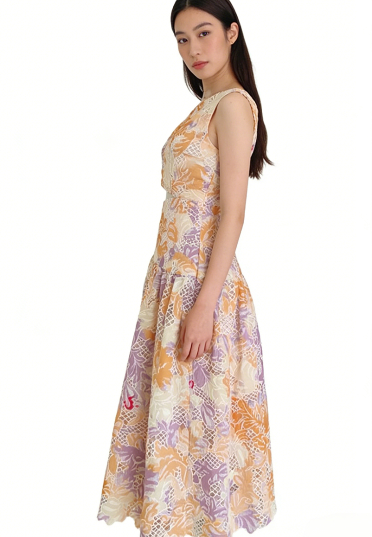 Boho Tropical Print Asymmetrical Neck Cutout Maxi Dress Summer Beach Dress K26040910