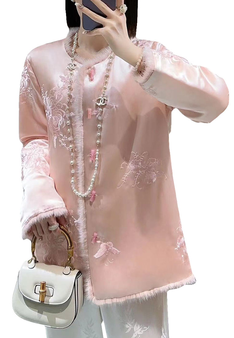 Chinese style high-end embroidered mink fur thickened coat jacket CA010609PI