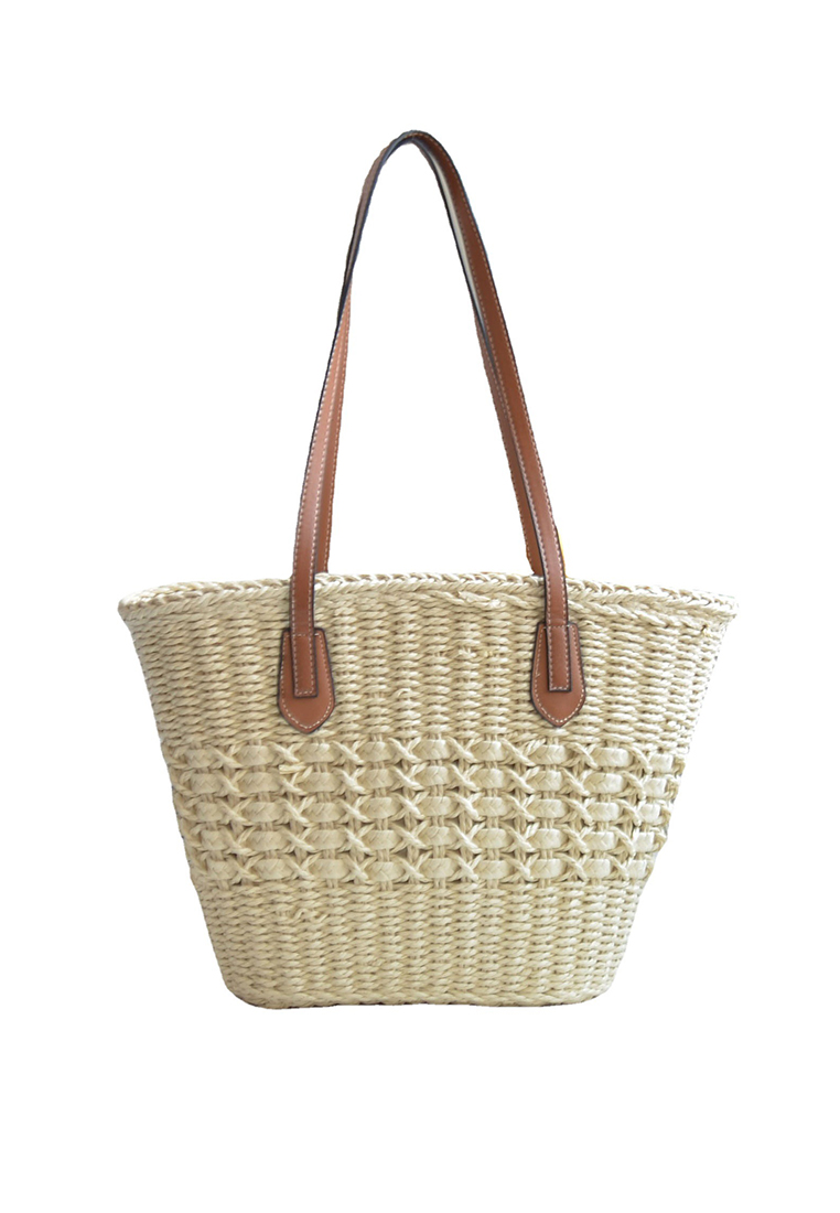 New French hollow hand-woven straw bagCA24061709