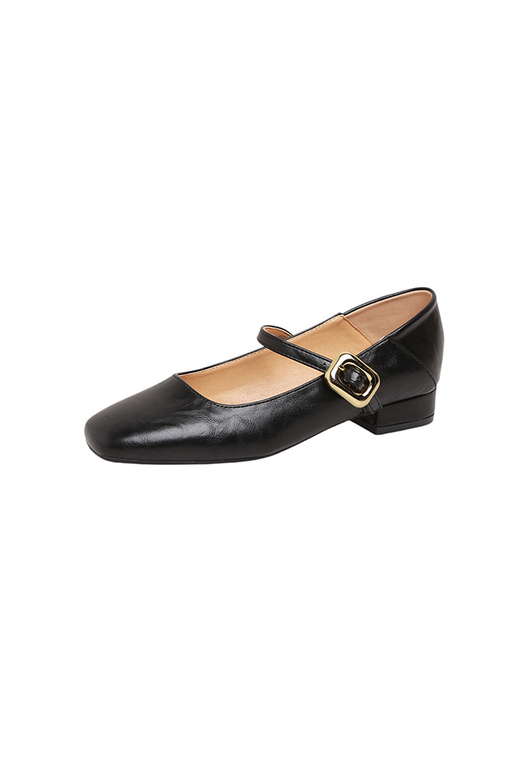 New French square toe flat shoes for commuting CA225042209BK