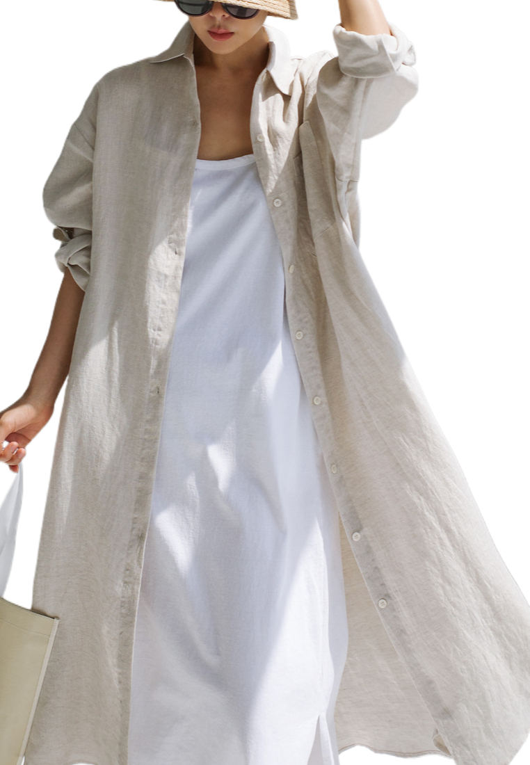 Elegant and loose-fitting long-sleeve dress CA25091909BL