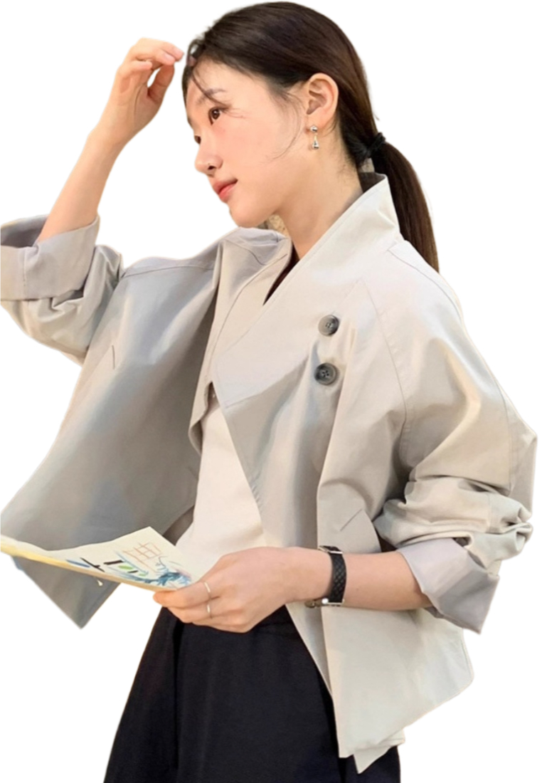 New versatile loose-fitting stand-collar jacket CA25102009GY