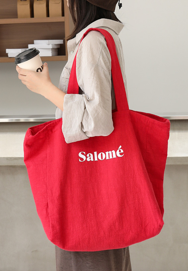 Casual Linen Tote Bag with "Salomé" Lettering K26051907
