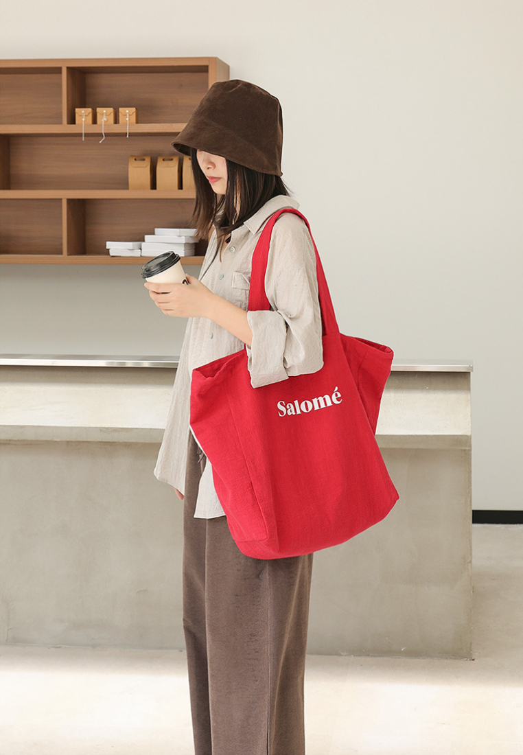 Casual Linen Tote Bag with "Salomé" Lettering K26051907
