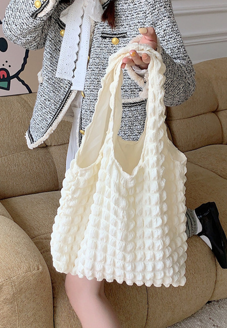 New cloud bubble flower shoulder canvas bag CA24042609GR