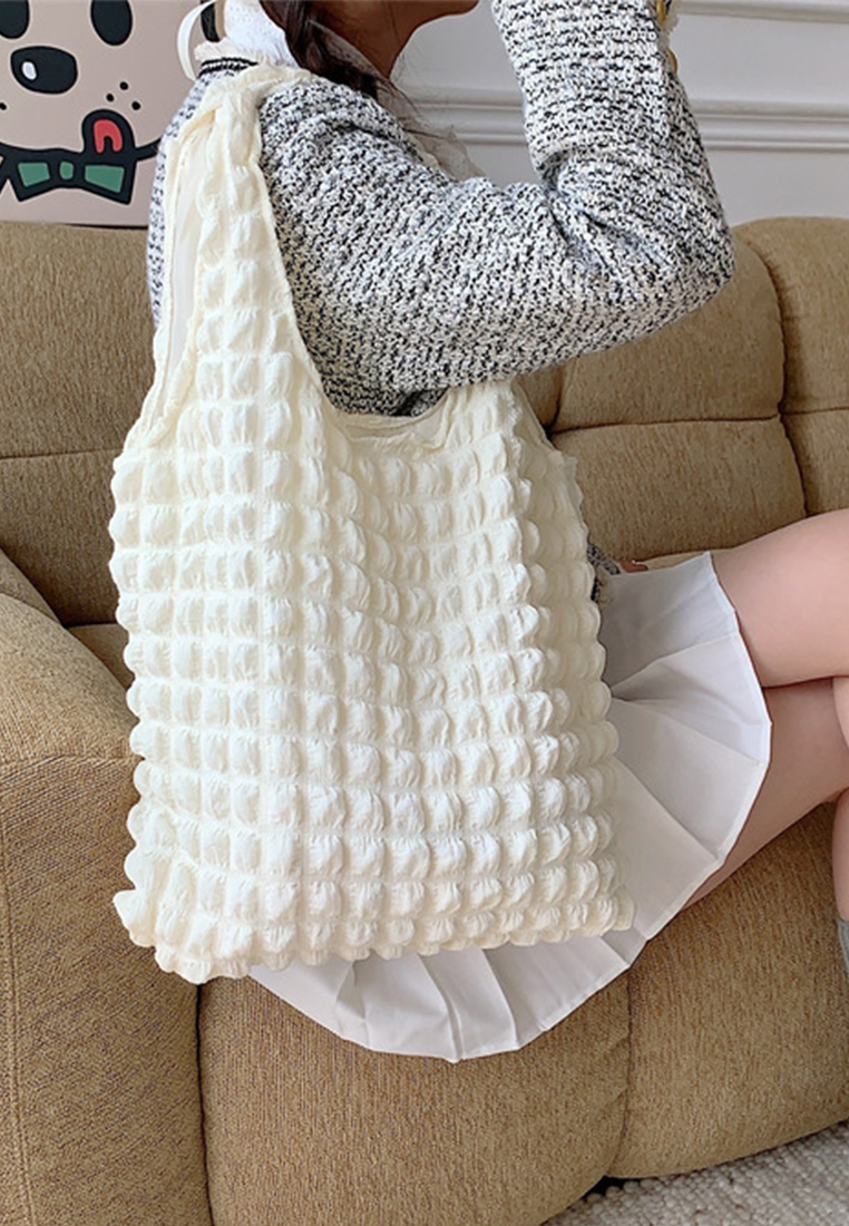 New cloud bubble flower shoulder canvas bag CA24042609GR