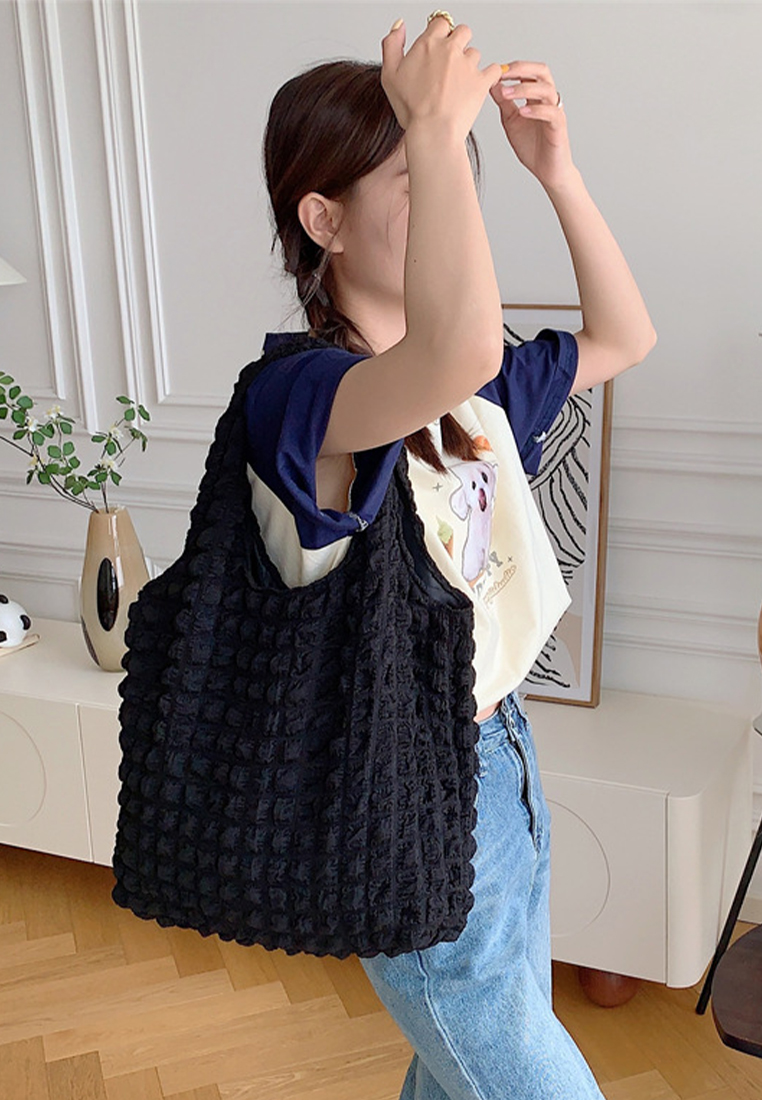 New cloud bubble flower shoulder canvas bag CA24042609GR
