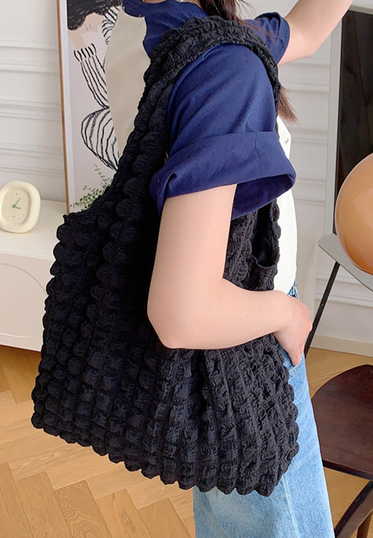 New cloud bubble flower shoulder canvas bag CA24042609GR