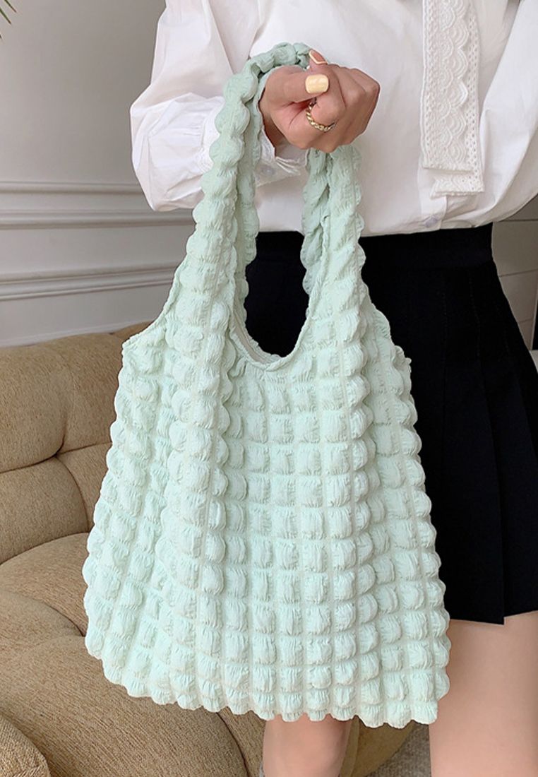 New cloud bubble flower shoulder canvas bag CA24042609GR
