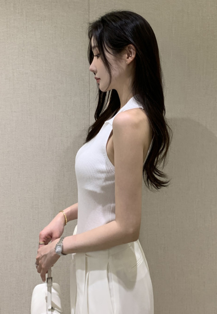 New summer simple lapel sleeveless top CA25070909BE