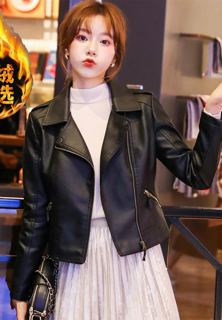 Leather jacket ladies leather jacket pu biker suit women's short new women's decoration coat X100-8