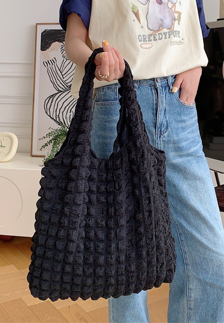 New cloud bubble flower shoulder canvas bag CA24042609GR