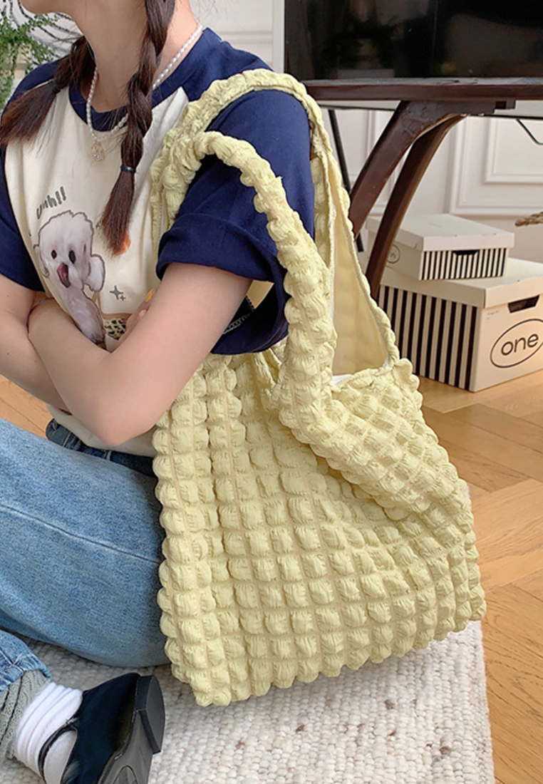 New cloud bubble flower shoulder canvas bag CA24042609GR
