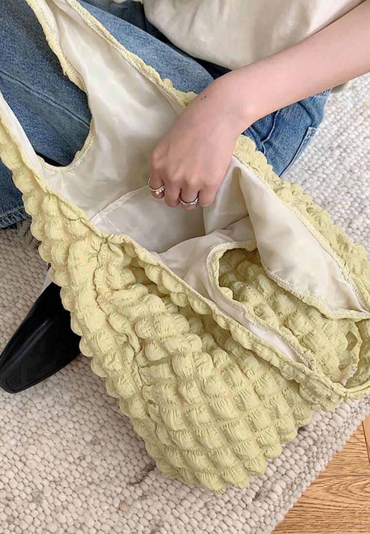 New cloud bubble flower shoulder canvas bag CA24042609GR