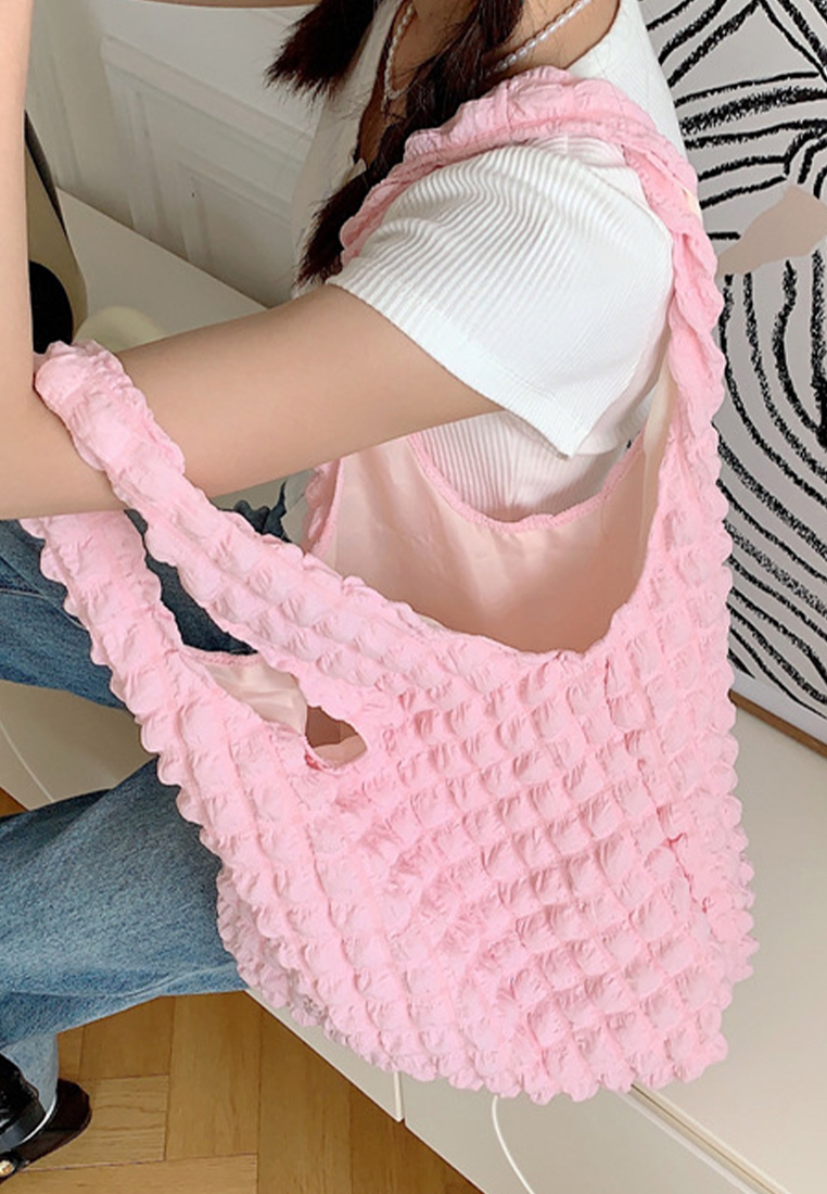 New cloud bubble flower shoulder canvas bag CA24042609GR