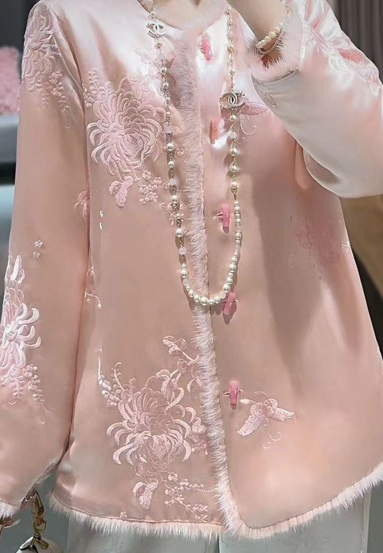 Chinese style high-end embroidered mink fur thickened coat jacket CA010609PI