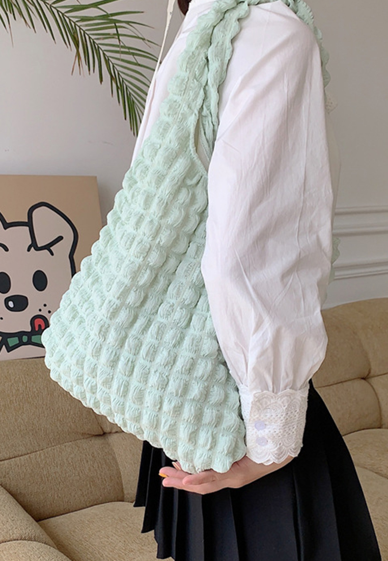 New cloud bubble flower shoulder canvas bag CA24042609GR