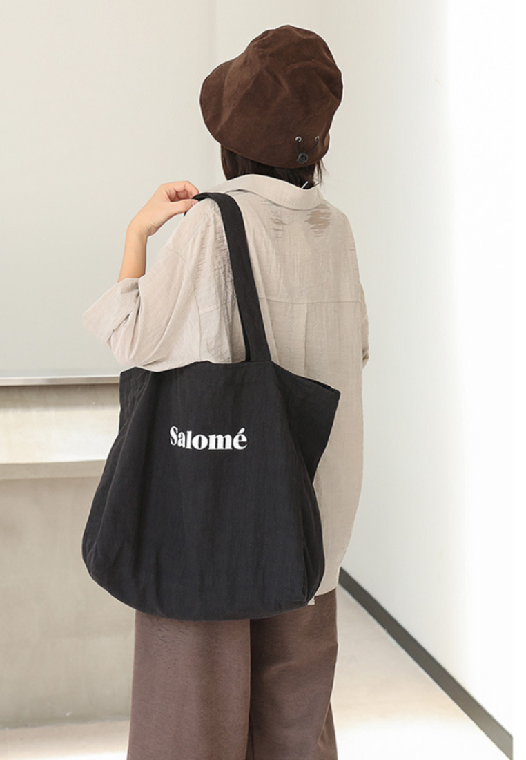 Casual Linen Tote Bag with "Salomé" Lettering K26051907