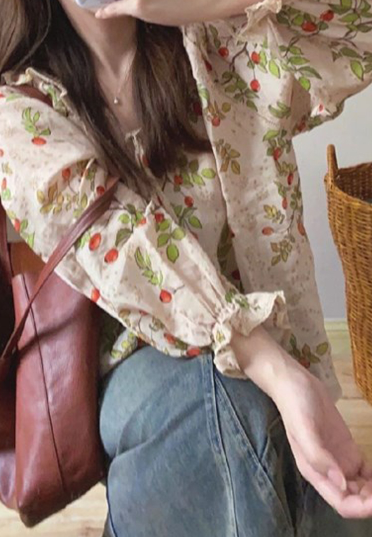 Gentle French retro loose sweet floral sunscreen shirt CA24030709