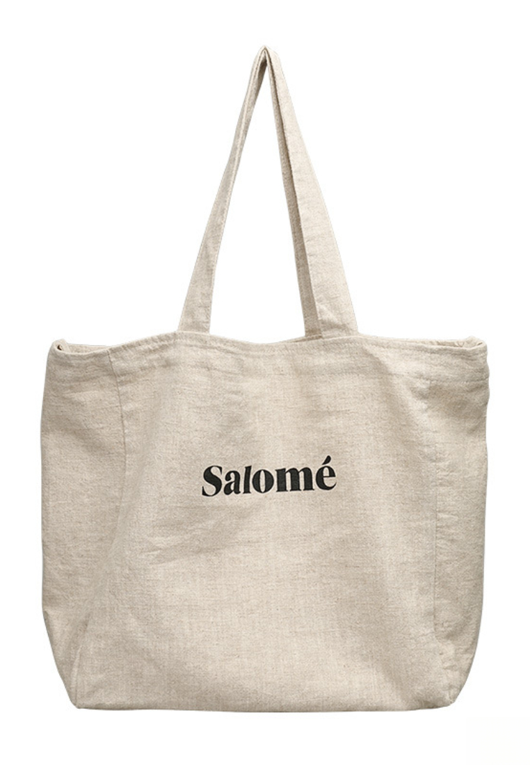 Casual Linen Tote Bag with "Salomé" Lettering K26051907