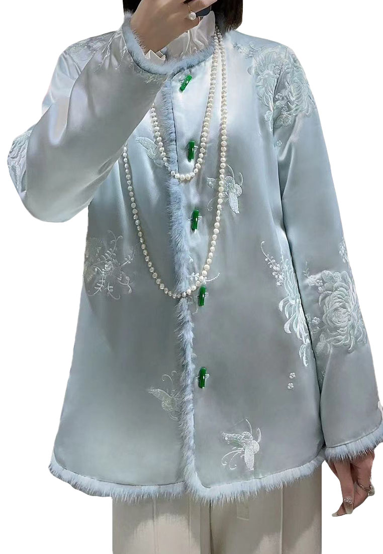 Chinese style high-end embroidered mink fur thickened coat jacket CA010609PI