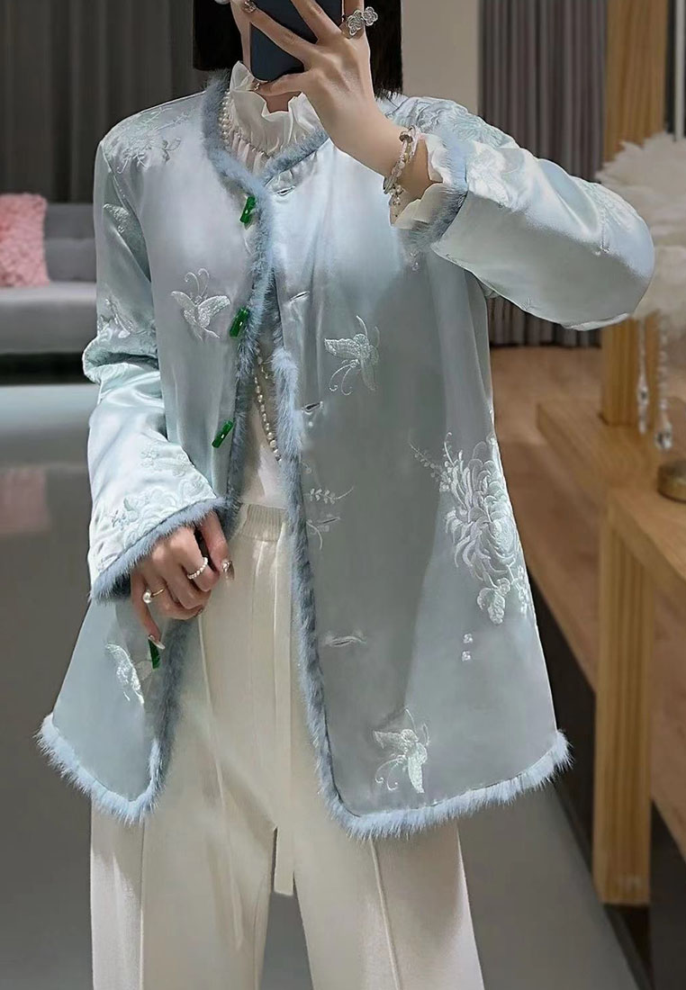 Chinese style high-end embroidered mink fur thickened coat jacket CA010609PI