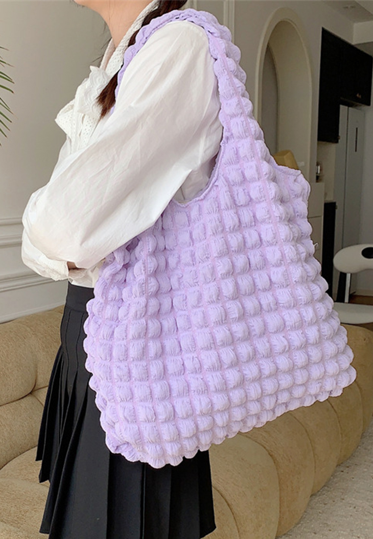 New cloud bubble flower shoulder canvas bag CA24042609GR