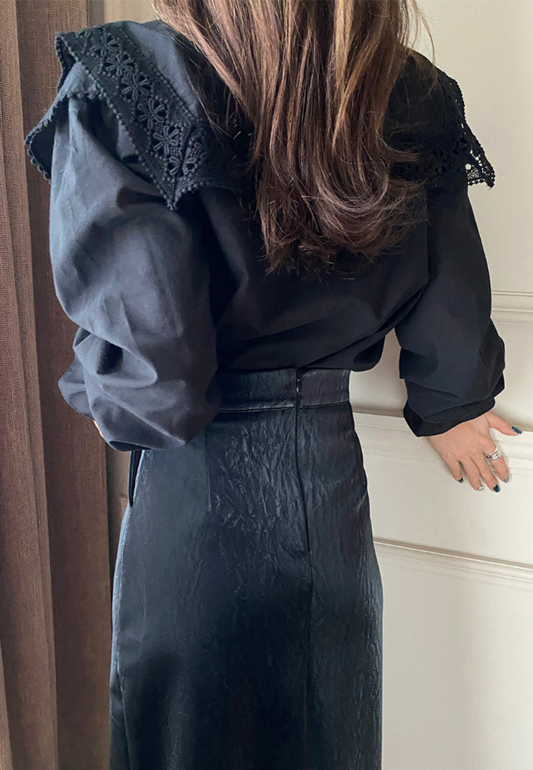 Autumn new Korean embroidered lace shirt CA25090209W