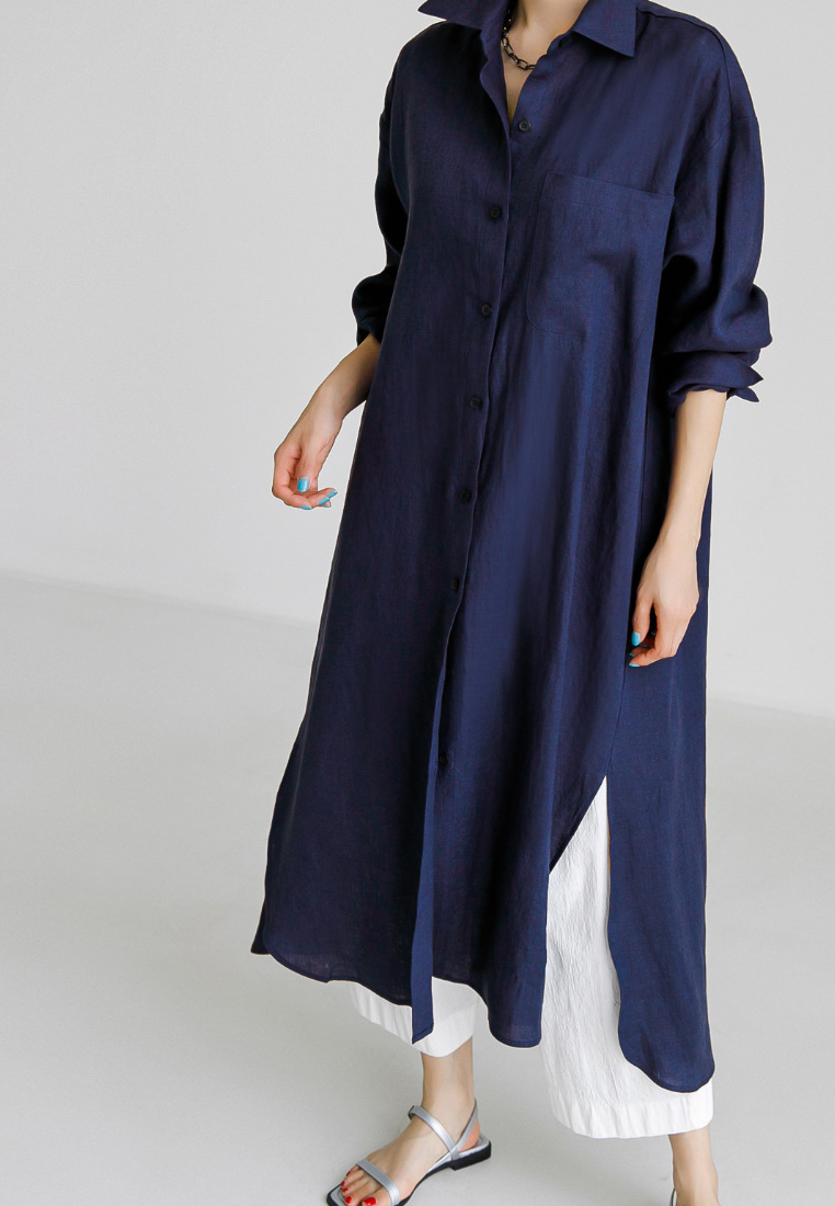 Elegant and loose-fitting long-sleeve dress CA25091909BL