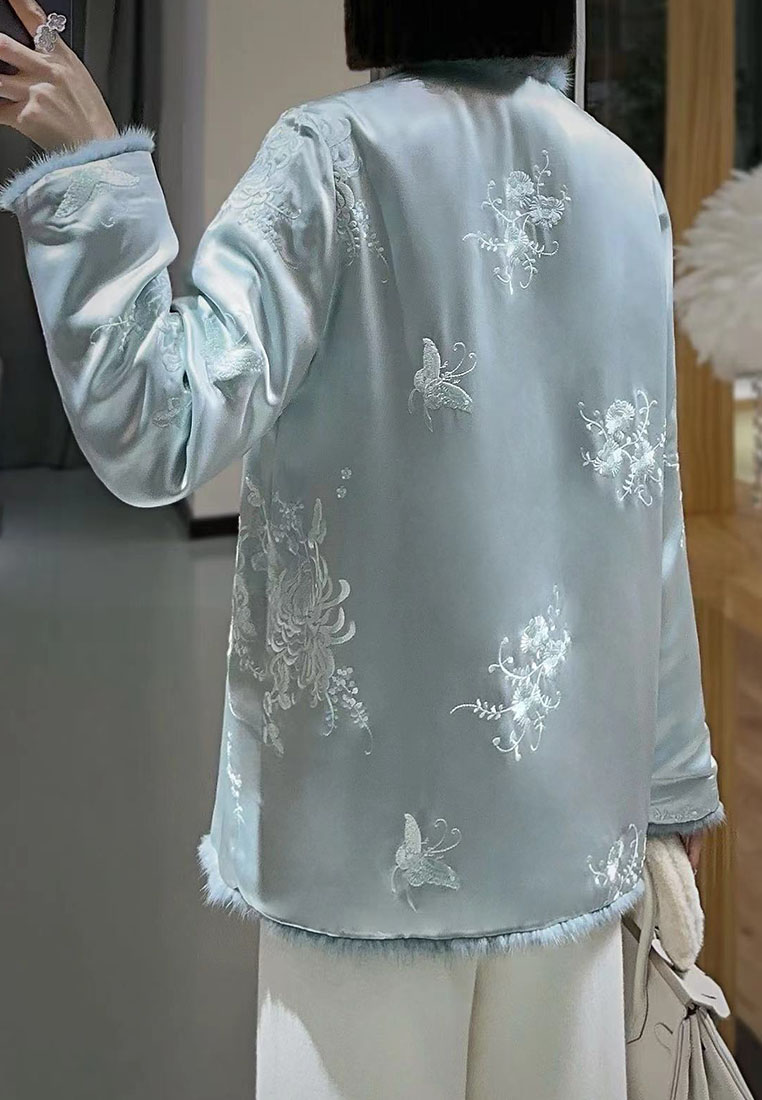 Chinese style high-end embroidered mink fur thickened coat jacket CA010609PI