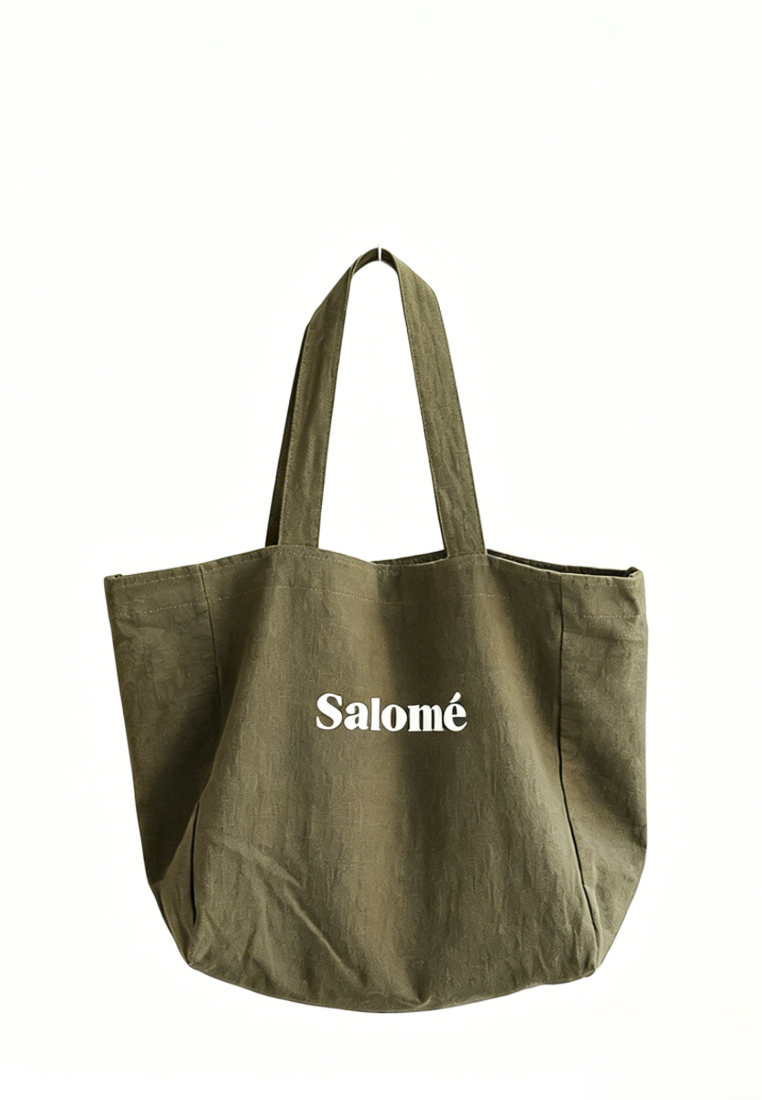 Casual Linen Tote Bag with "Salomé" Lettering K26051907