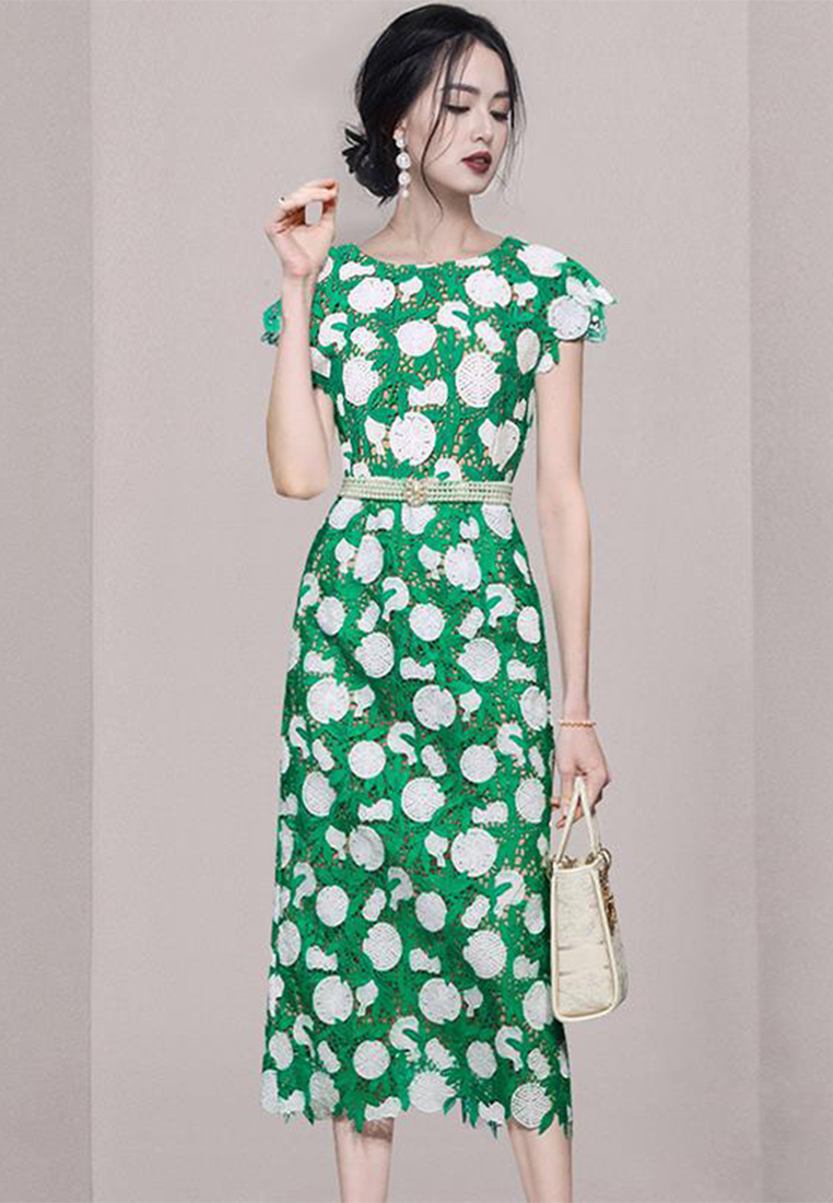 Elegant embroidered hollow lace fashion dress CA100590