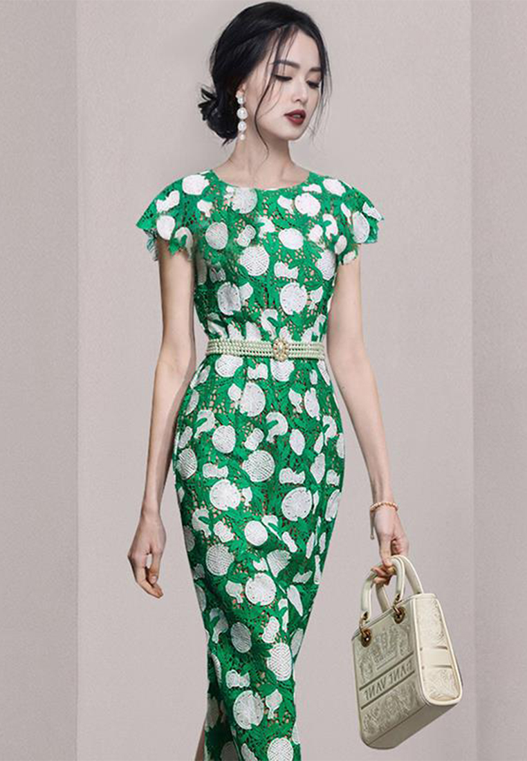 Elegant embroidered hollow lace fashion dress CA100590