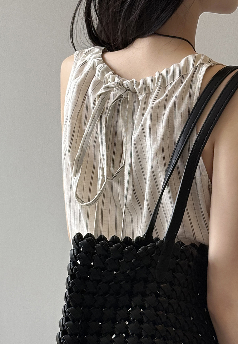 Summer Commuter Tencel Linen Striped Vest and Skirt Two-Piece Set CA25061790BE