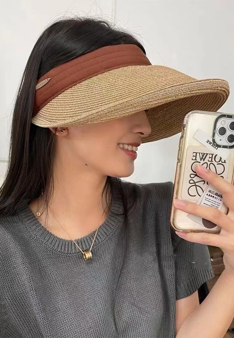 Summer beach sun protection woven straw hat CA25052390BK