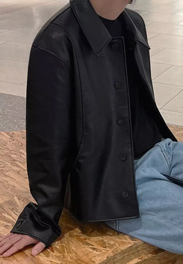 Advanced and trendy leather jacket CA091923BK