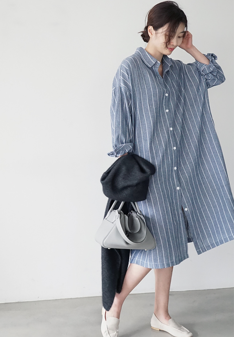 New casual striped slim fit oversized shirt CA25091917BL
