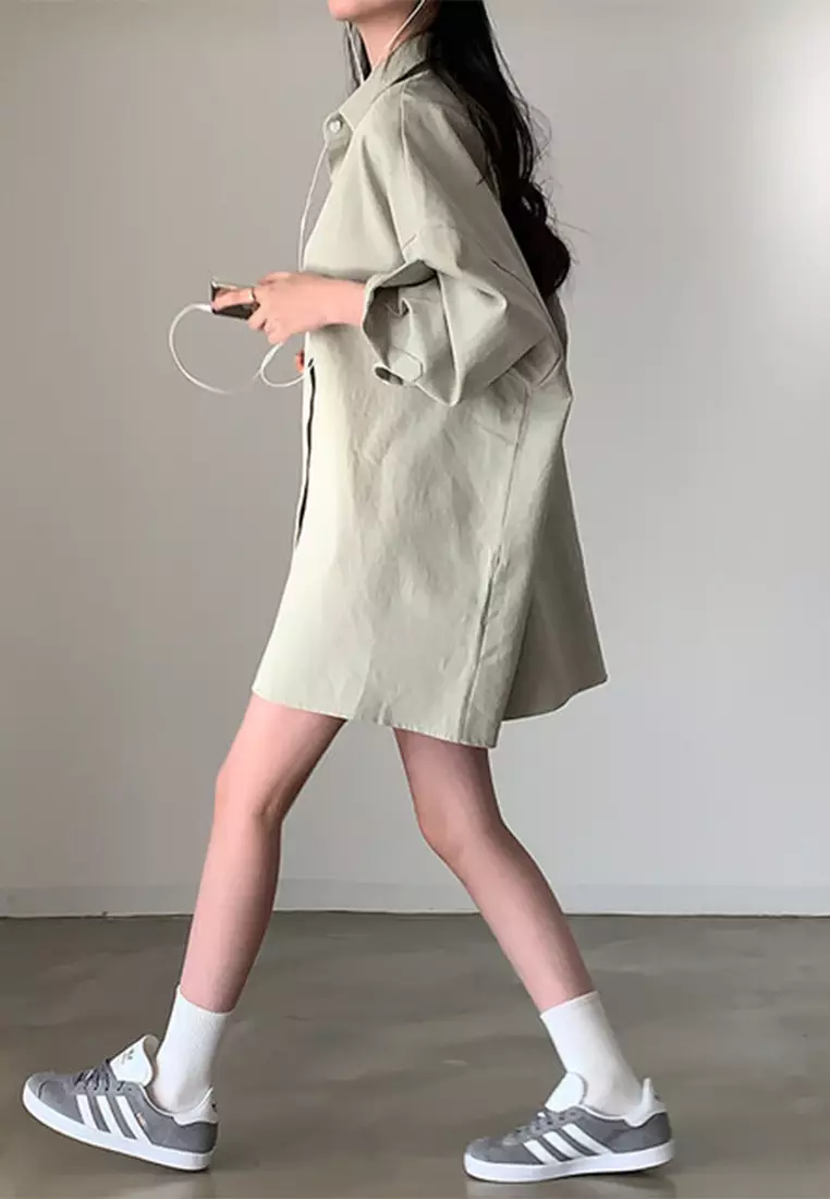 Autumn New Korean Loose Medium to Long Shirt CA24092517W