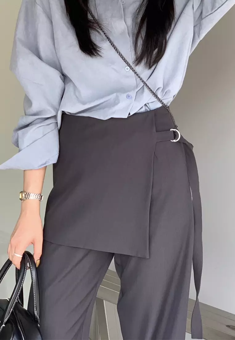 Fashionable solid color casual pants CA24092503BK