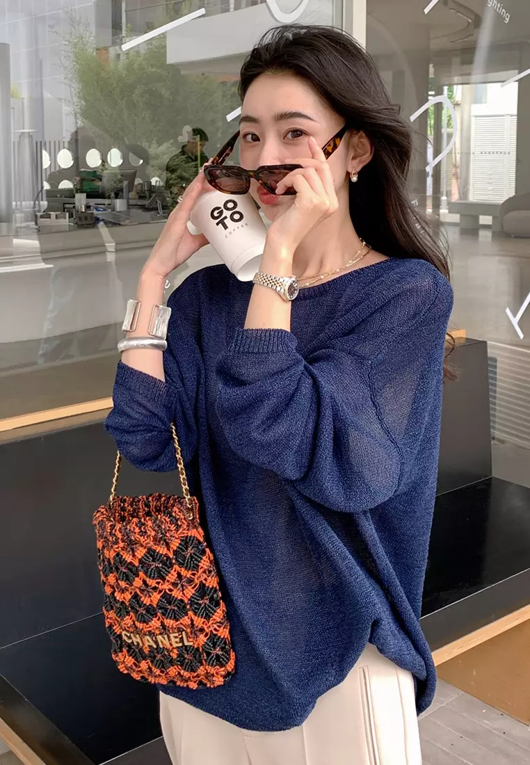 2024 New Long Sleeve Loose Fashion Top CA24092501DGBL