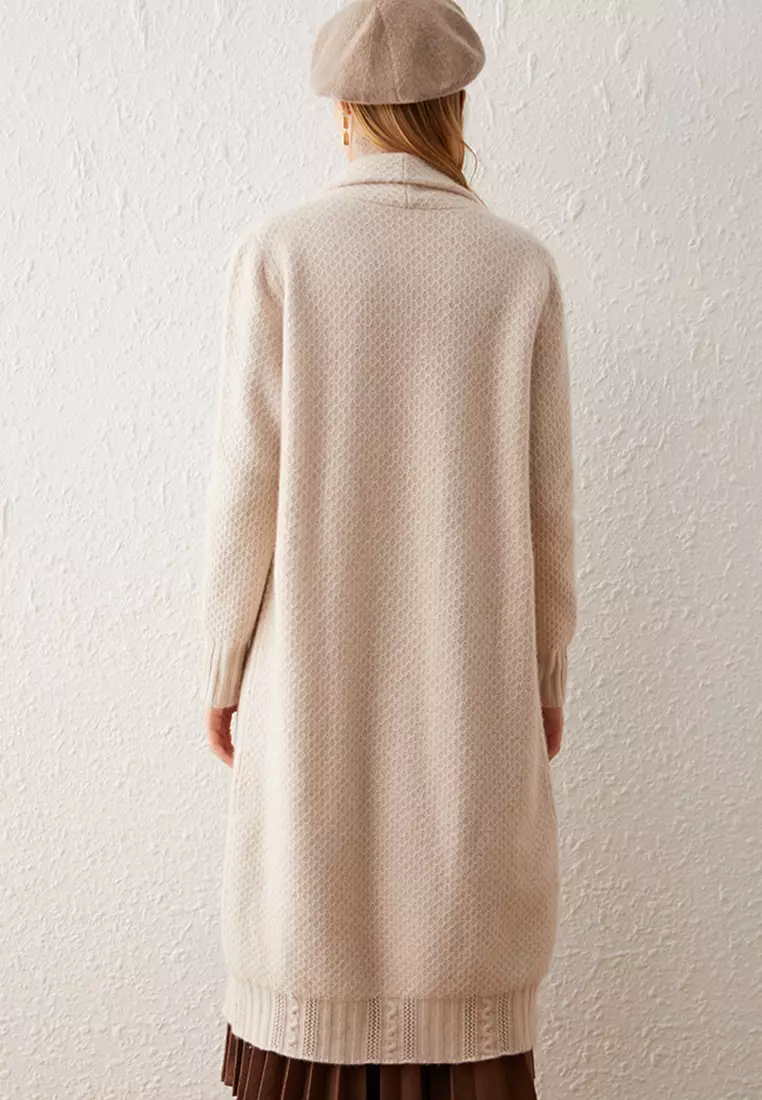 Wool Loose Padded Over-The-Knee Cardigans Coat A21092819BE