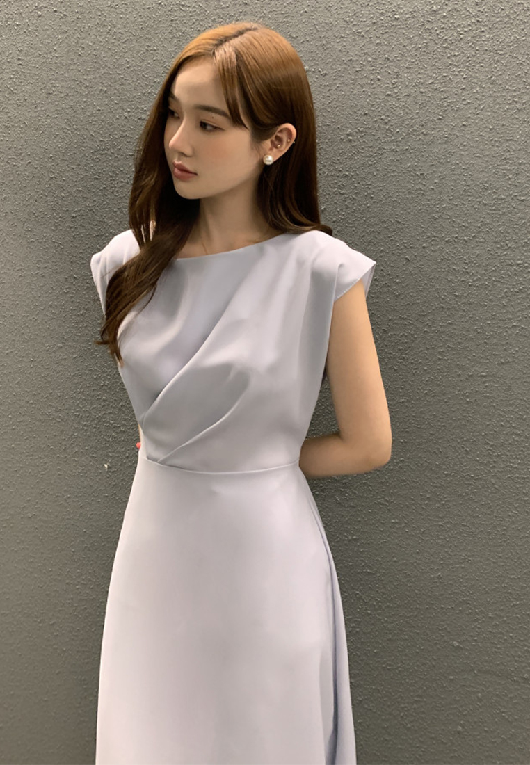 Korean elegant lace up waist cinching dress CA25032731BK