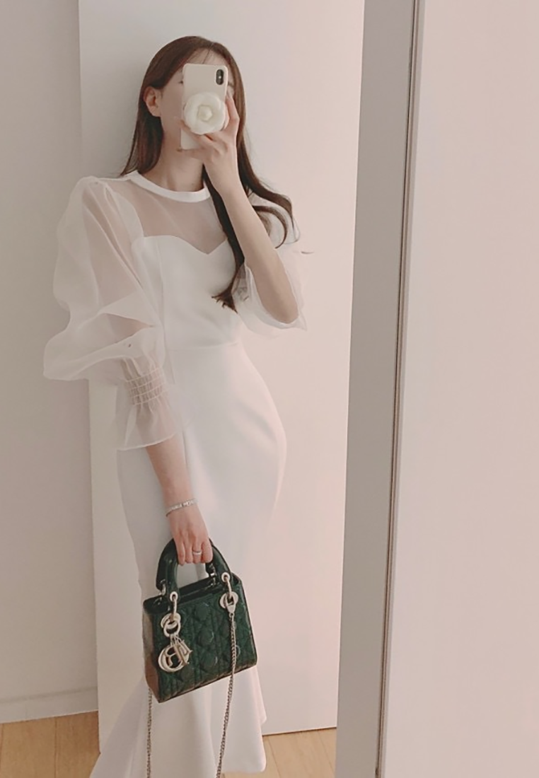 2025 Early Spring New French Mesh Fishtail Dress CA25021303BK